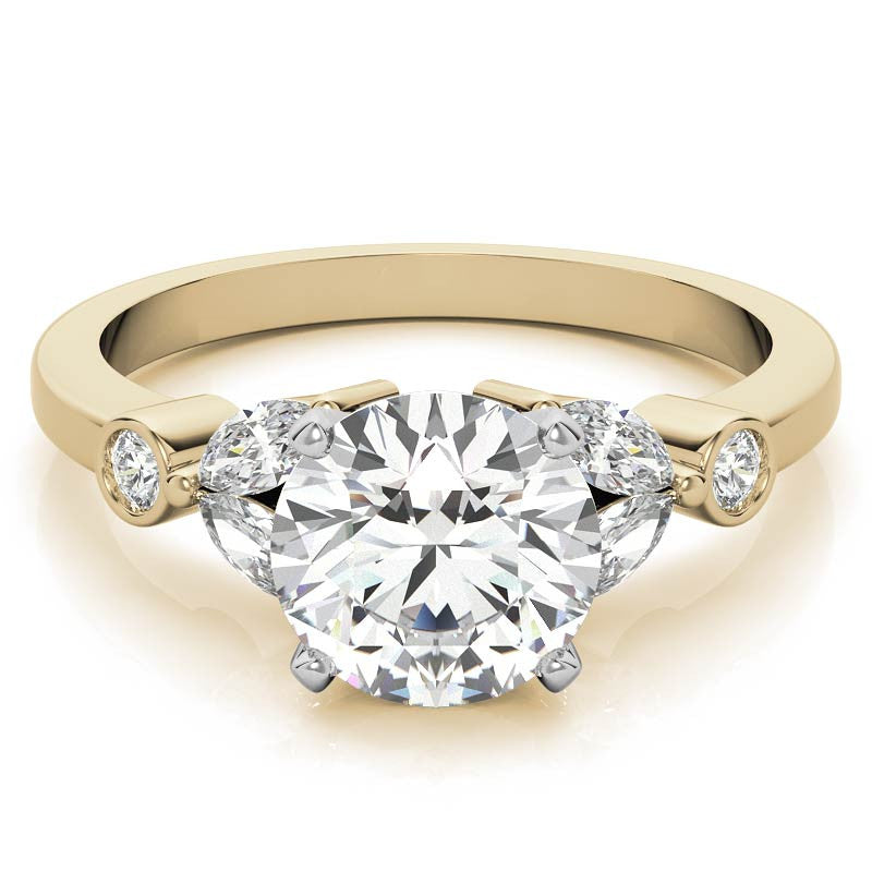 Round & Marquise Moissanite Engagement Ring
