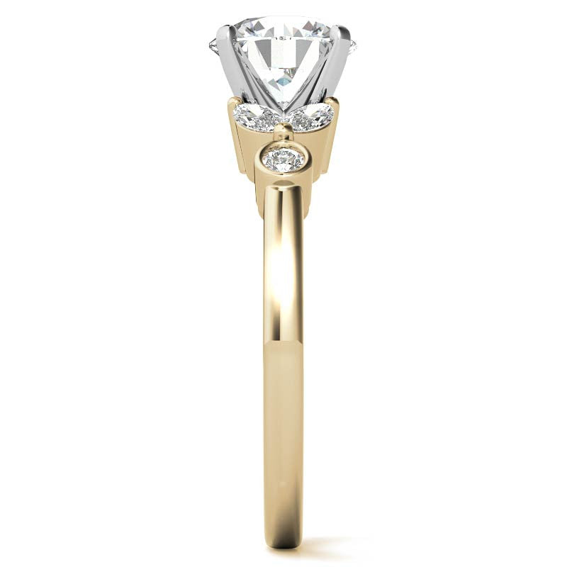Round & Marquise Moissanite Engagement Ring