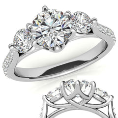 6-Prong Trellis Three-Stone Moissanite Engagement Ring