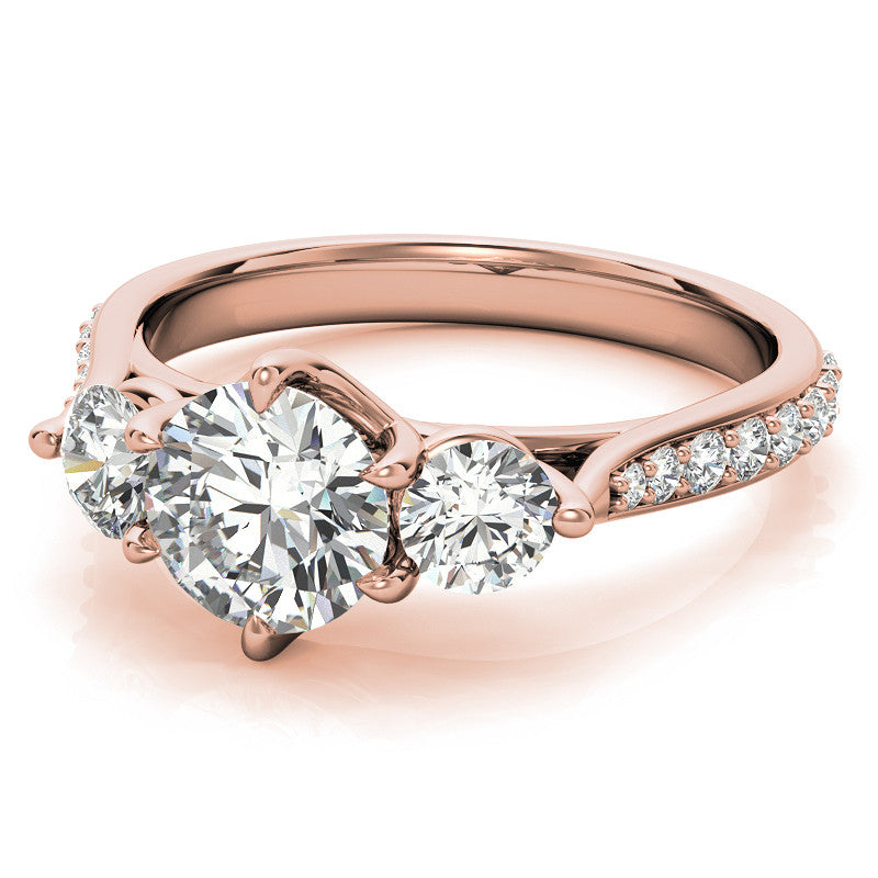 6-Prong Trellis Three-Stone Moissanite Engagement Ring