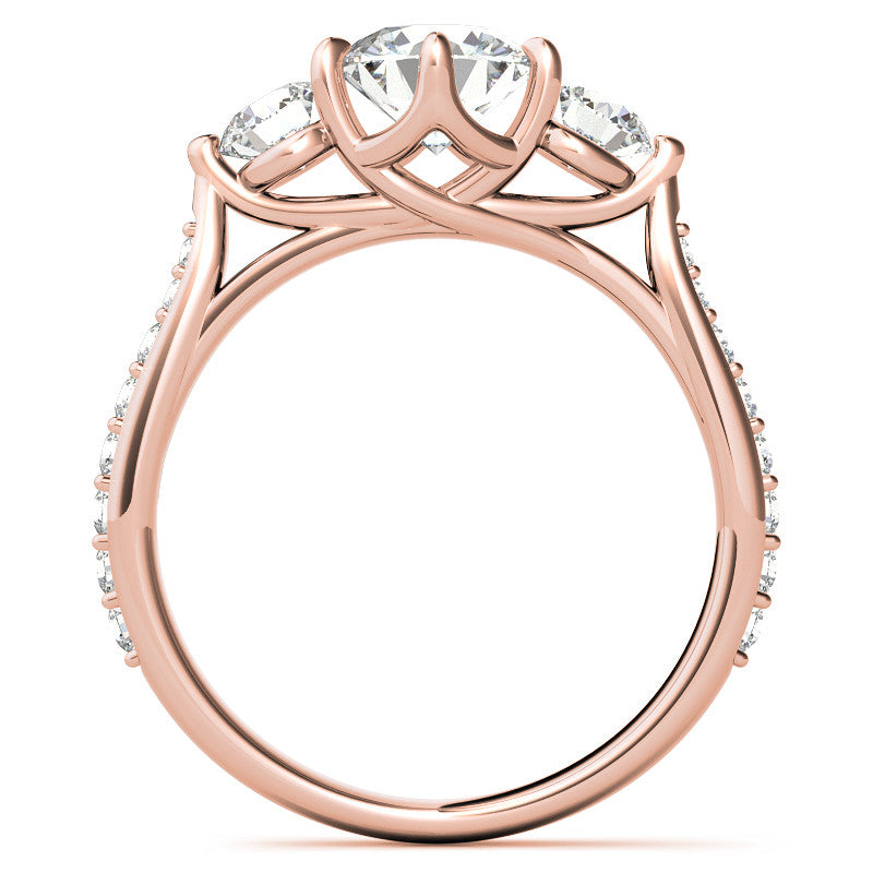 6-Prong Trellis Three-Stone Moissanite Engagement Ring