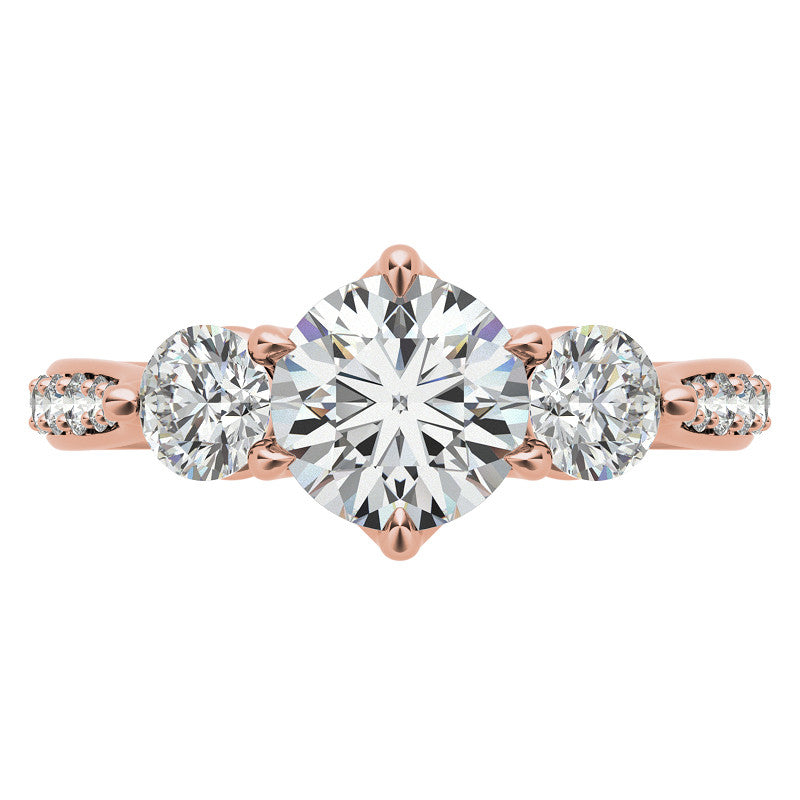6-Prong Trellis Three-Stone Moissanite Engagement Ring