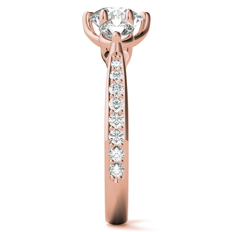6-Prong Trellis Three-Stone Moissanite Engagement Ring