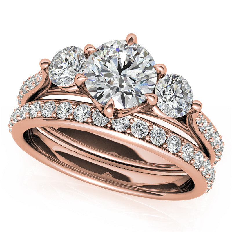 6-Prong Trellis Three-Stone Moissanite Engagement Ring