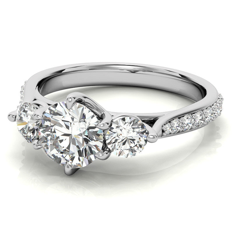 6-Prong Trellis Three-Stone Moissanite Engagement Ring