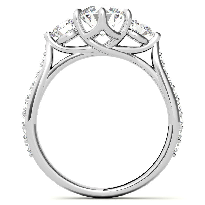 6-Prong Trellis Three-Stone Moissanite Engagement Ring
