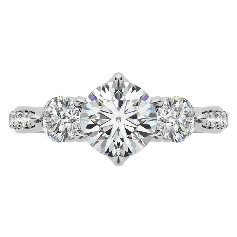 6-Prong Trellis Three-Stone Moissanite Engagement Ring