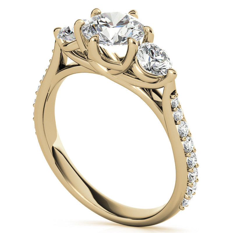 6-Prong Trellis Three-Stone Moissanite Engagement Ring