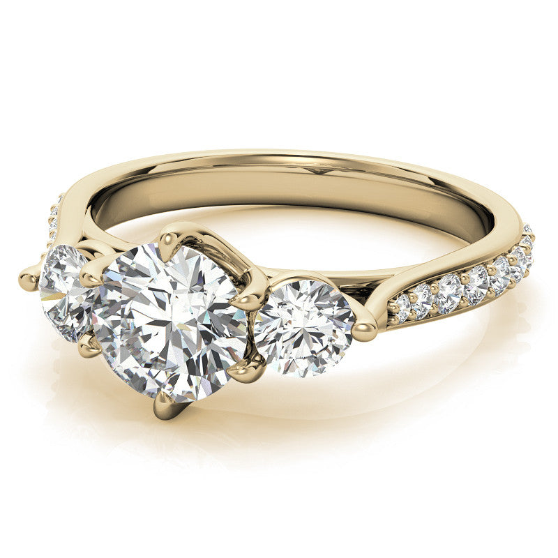 6-Prong Trellis Three-Stone Moissanite Engagement Ring