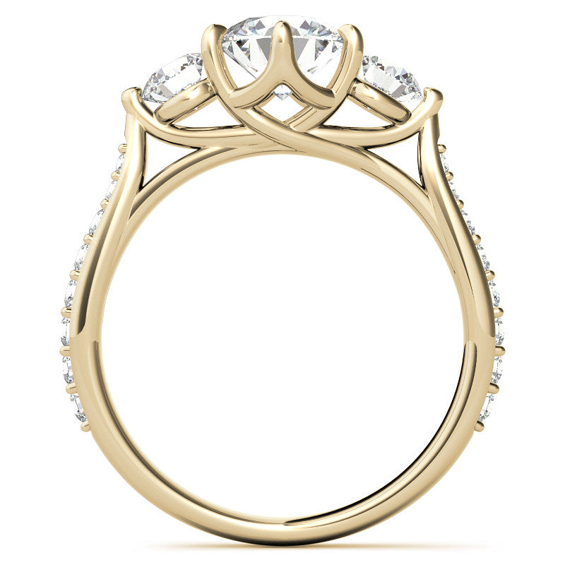 6-Prong Trellis Three-Stone Moissanite Engagement Ring
