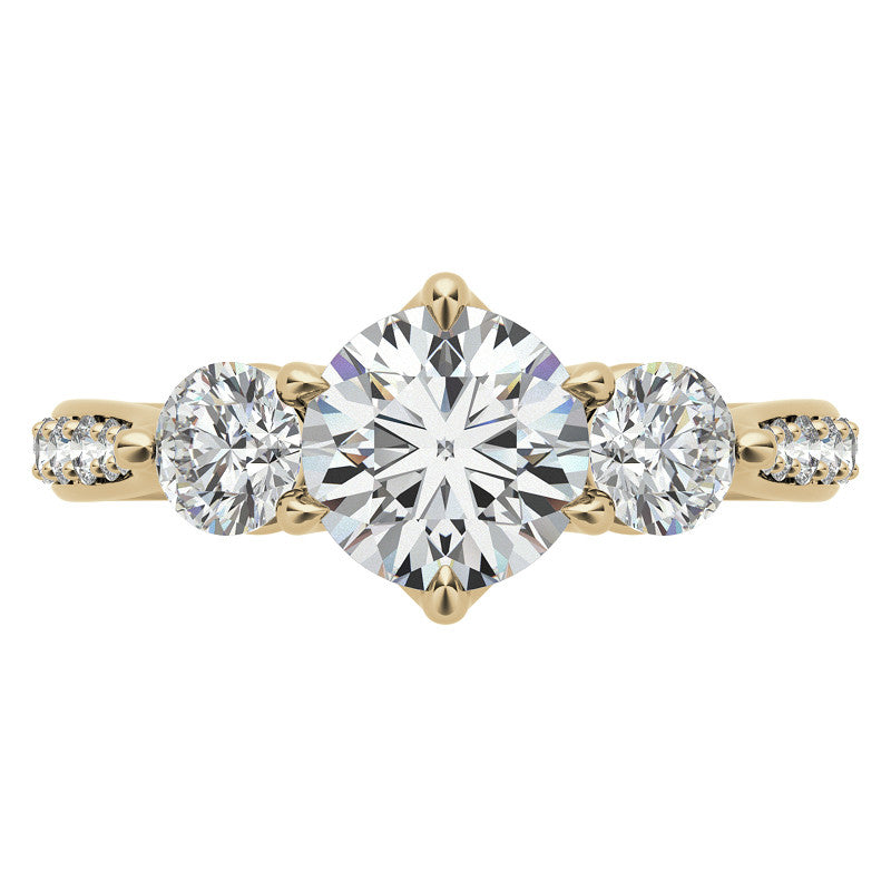 6-Prong Trellis Three-Stone Moissanite Engagement Ring