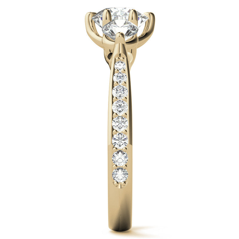 6-Prong Trellis Three-Stone Moissanite Engagement Ring