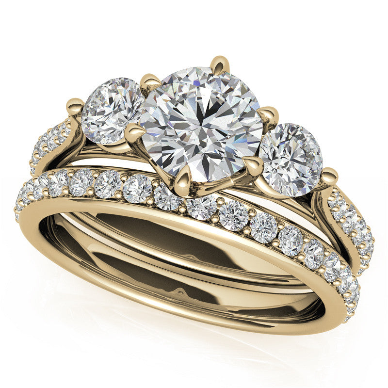 6-Prong Trellis Three-Stone Moissanite Engagement Ring