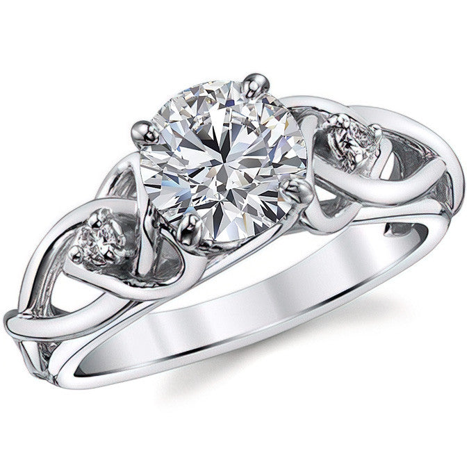 Heart Design Round Brilliant Moissanite Engagement Ring
