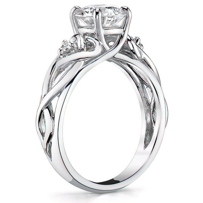 Heart Design Round Brilliant Moissanite Engagement Ring