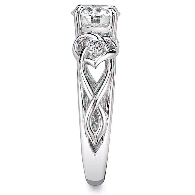 Heart Design Round Brilliant Moissanite Engagement Ring