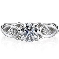 Heart Design Round Brilliant Moissanite Engagement Ring