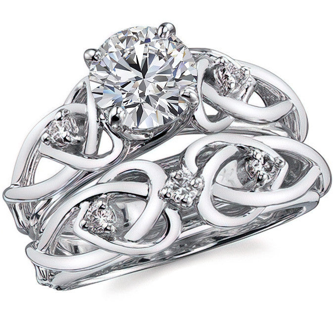 Heart Design Round Brilliant Moissanite Engagement Ring
