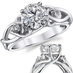 Heart Design Round Brilliant Moissanite Engagement Ring
