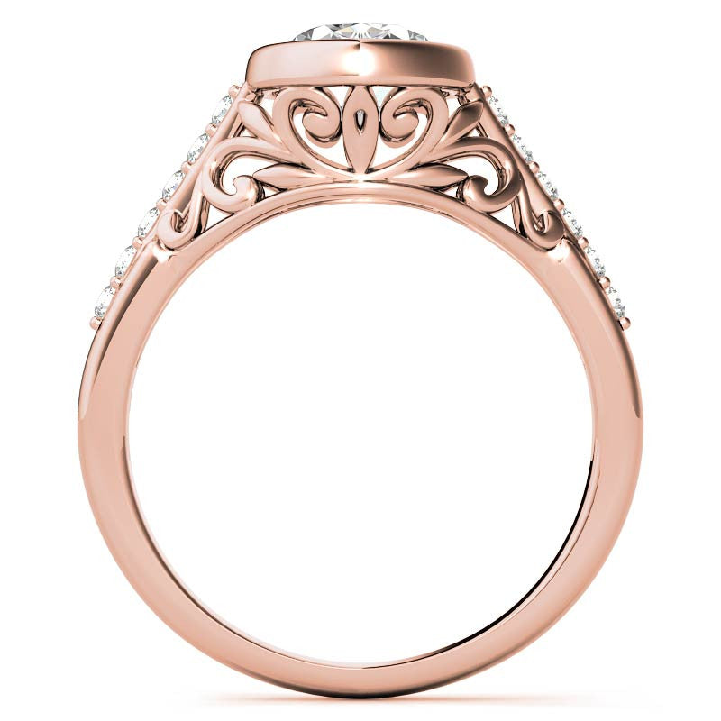 Oval Moissanite Bezel Set Engagement Ring