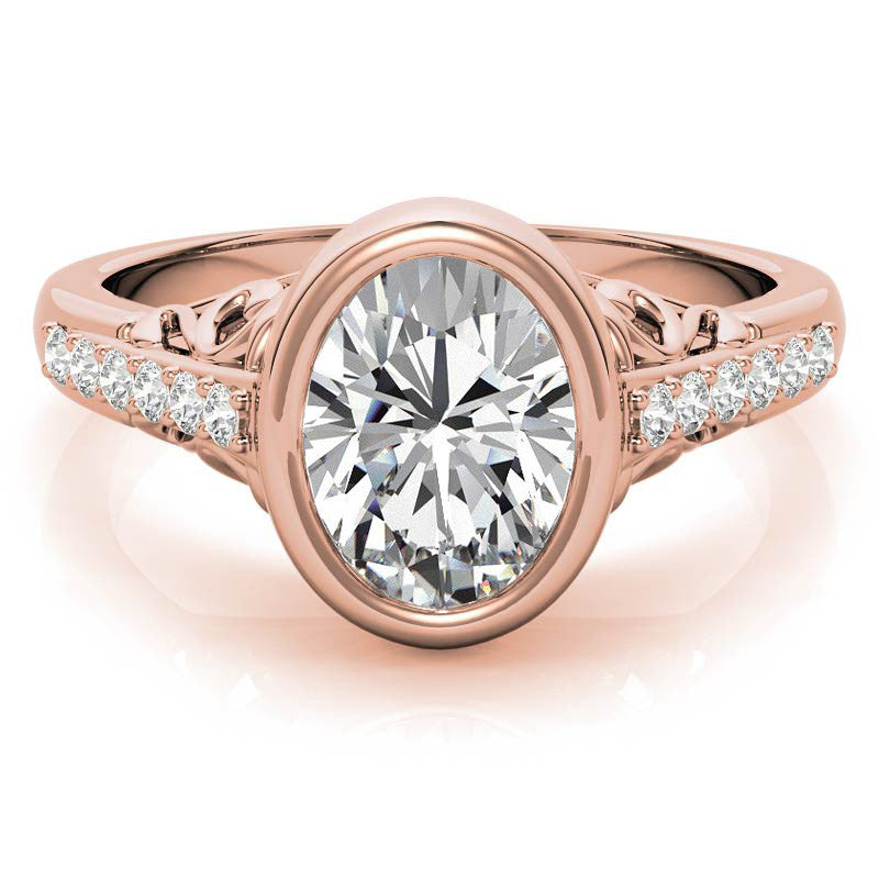 Oval Moissanite Bezel Set Engagement Ring
