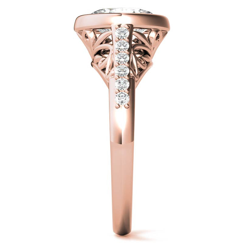 Oval Moissanite Bezel Set Engagement Ring