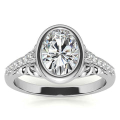Oval Moissanite Bezel Set Engagement Ring