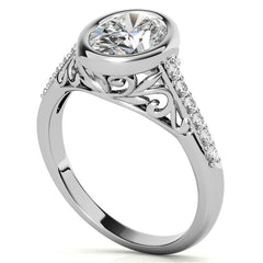 Oval Moissanite Bezel Set Engagement Ring