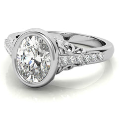 Oval Moissanite Bezel Set Engagement Ring