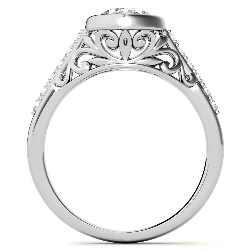 Oval Moissanite Bezel Set Engagement Ring
