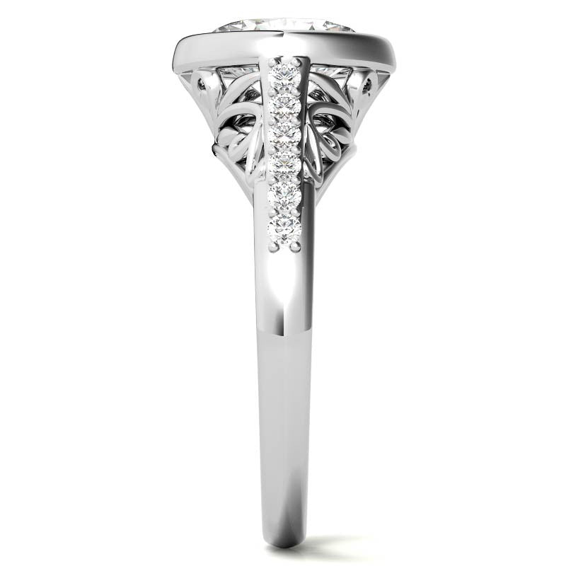 Oval Moissanite Bezel Set Engagement Ring