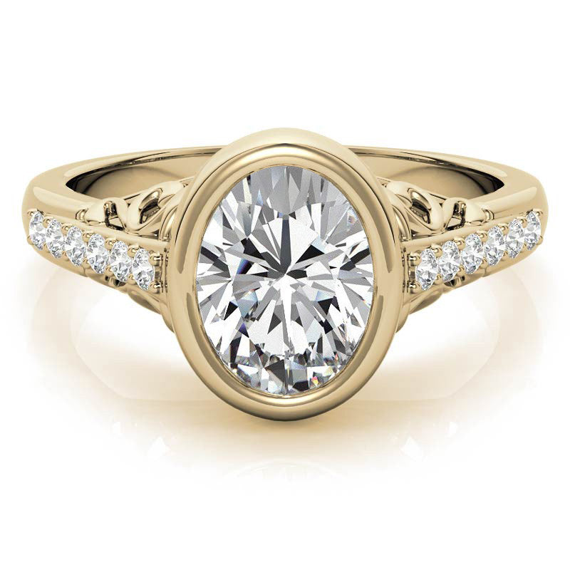 Oval Moissanite Bezel Set Engagement Ring