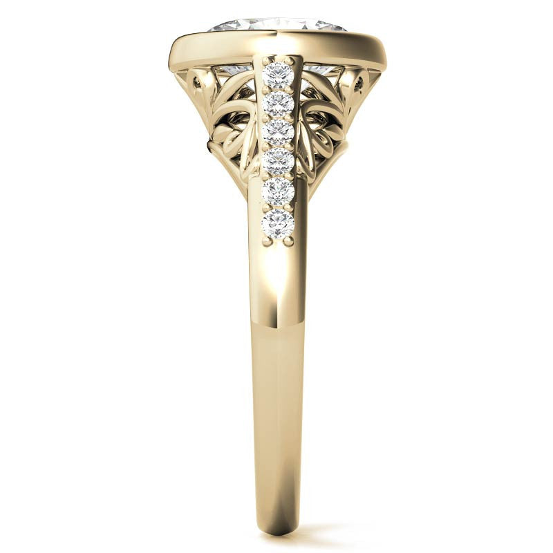 Oval Moissanite Bezel Set Engagement Ring