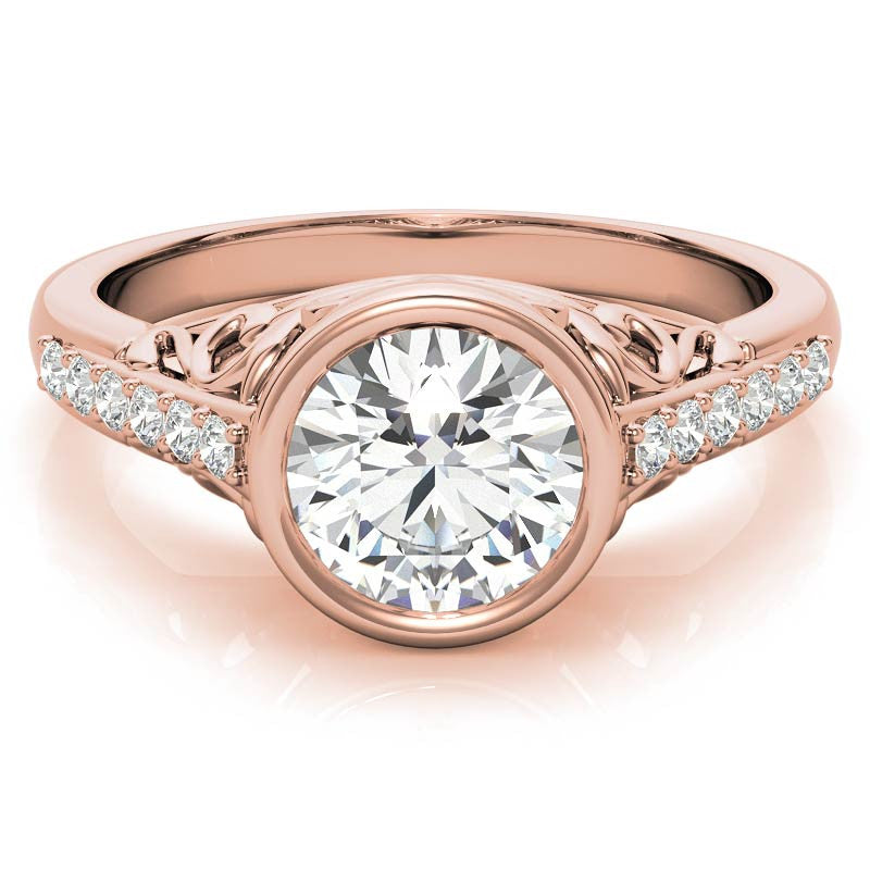 Round Brilliant Moissanite Bezel Set Engagement Ring
