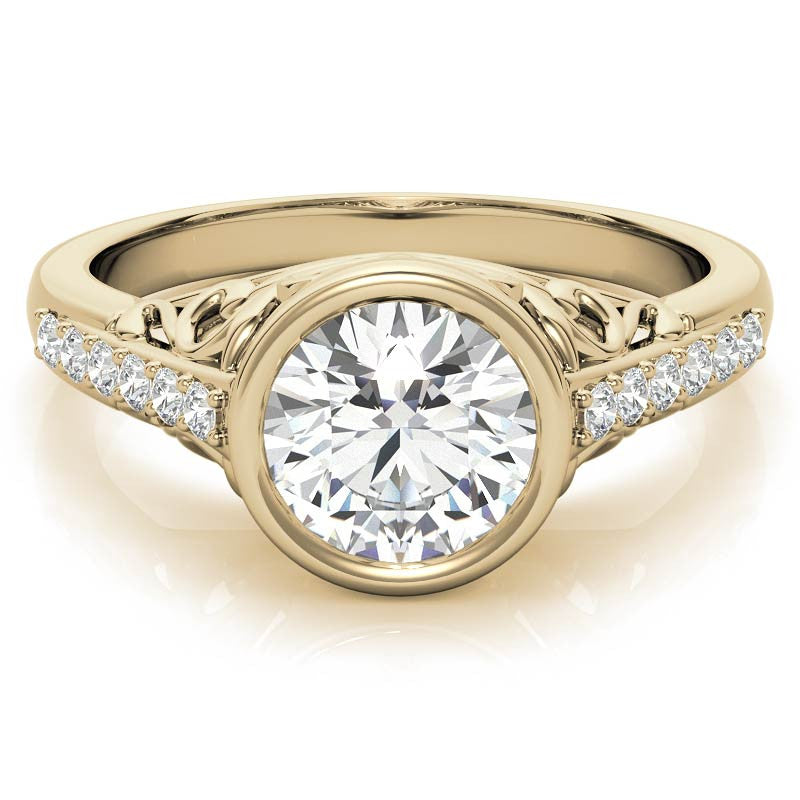 Round Brilliant Moissanite Bezel Set Engagement Ring