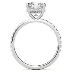 Cushion Moissanite Engagement Ring with Pave Accented Basket