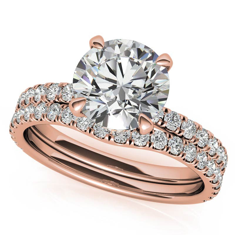 Petite Round U-Prong Moissanite Engagement Ring with Hidden Halo