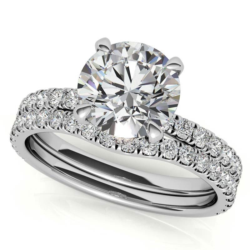 Petite Round U-Prong Moissanite Engagement Ring with Hidden Halo