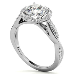 Round Brilliant Moissanite Twisted Cathedral Halo Engagement Ring