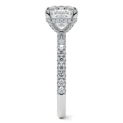 Cushion Moissanite Diamond Pave Basket Engagement Ring