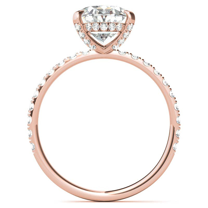 Oval Moissanite Diamond Pave Basket Engagement Ring