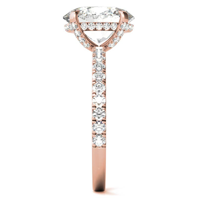 Oval Moissanite Diamond Pave Basket Engagement Ring
