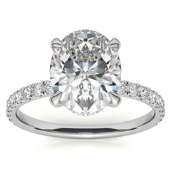 Oval Moissanite Diamond Pave Basket Engagement Ring