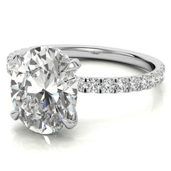 Oval Moissanite Diamond Pave Basket Engagement Ring