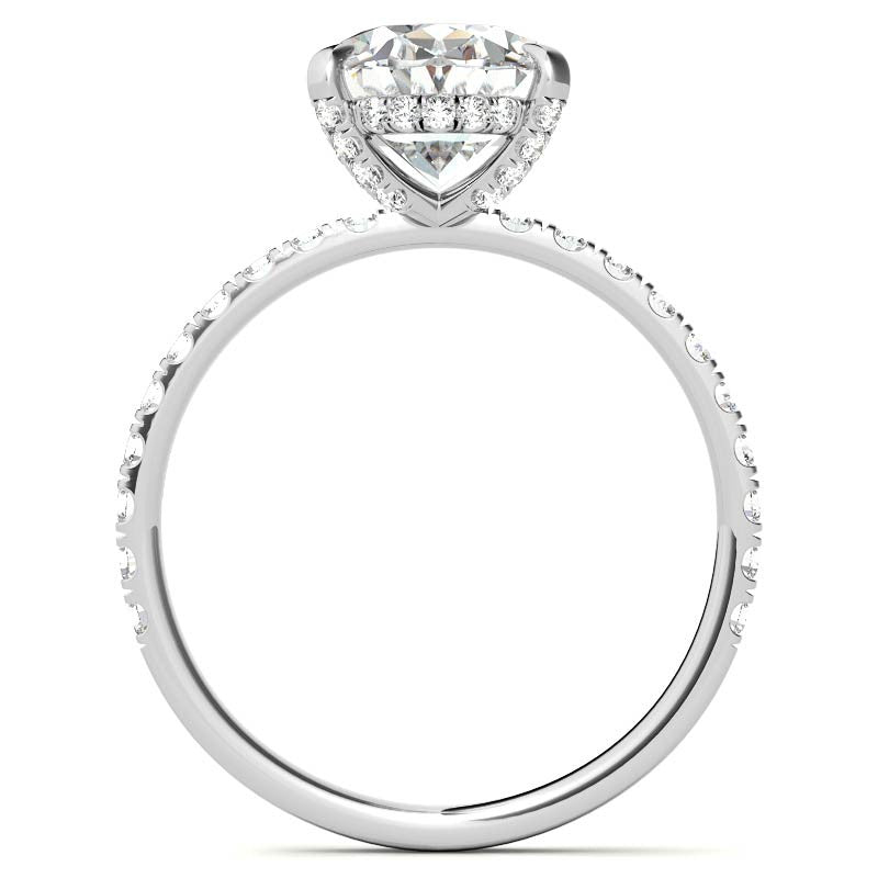Oval Moissanite Diamond Pave Basket Engagement Ring