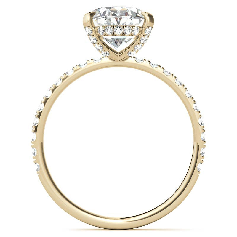 Oval Moissanite Diamond Pave Basket Engagement Ring