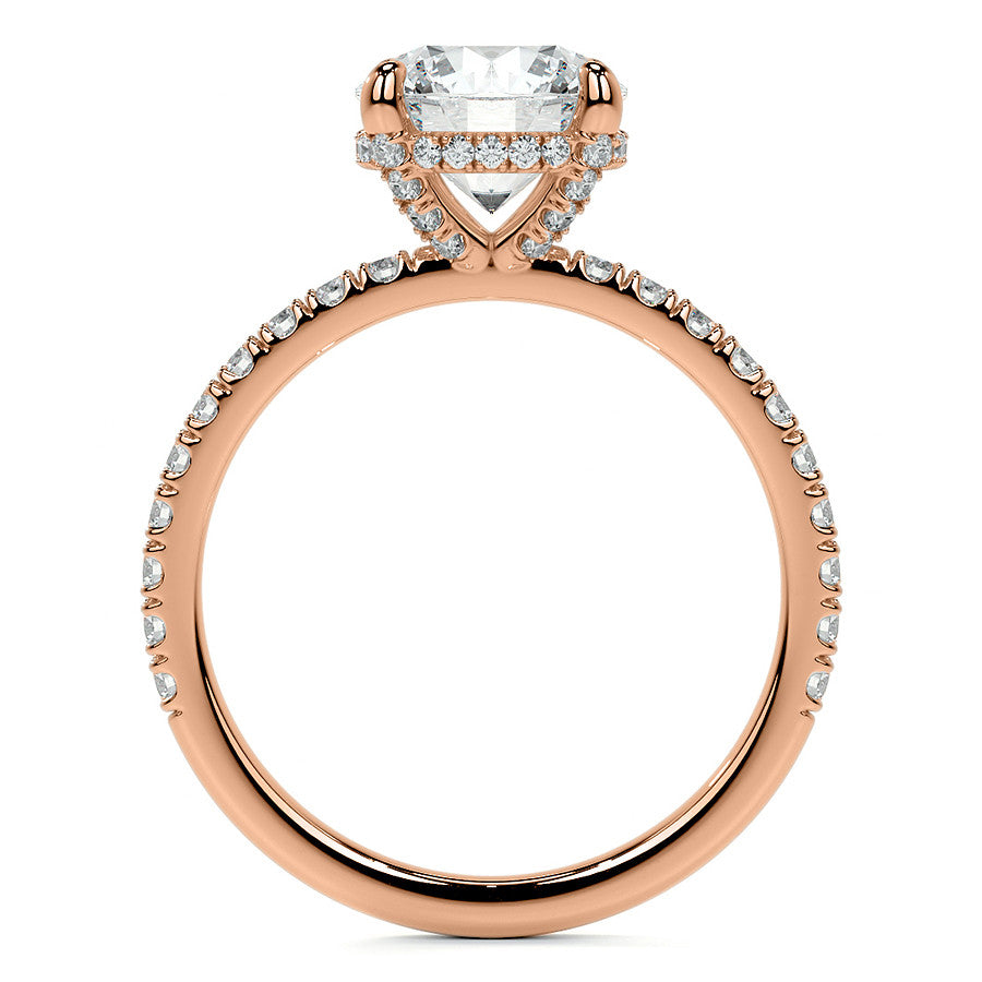 Round Brilliant Moissanite Diamond Pave Basket Engagement Ring