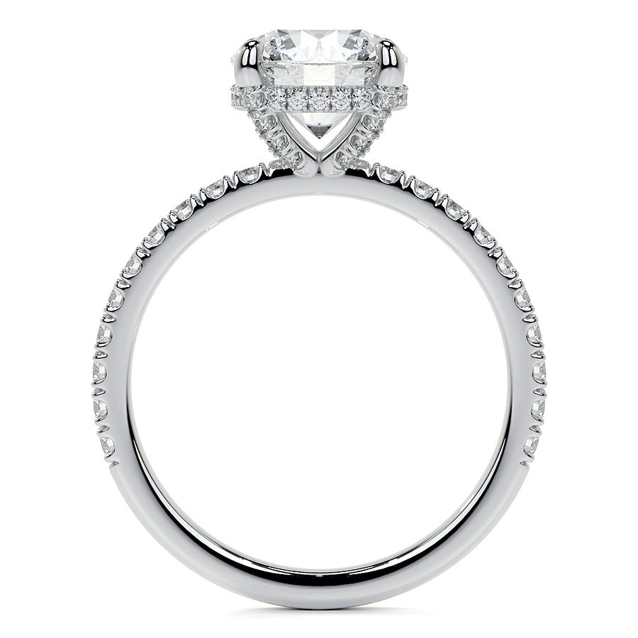 Round Brilliant Moissanite Diamond Pave Basket Engagement Ring