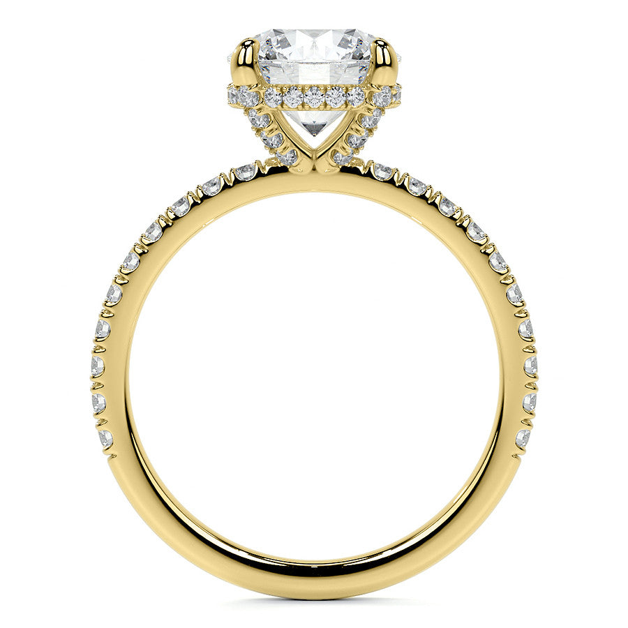 Round Brilliant Moissanite Diamond Pave Basket Engagement Ring