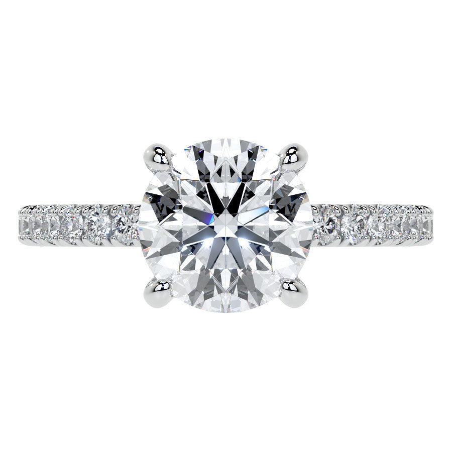 Round Brilliant Moissanite Diamond Pave Basket Engagement Ring